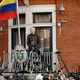 Assange at the Ecuadorian embassy in London, 2017.